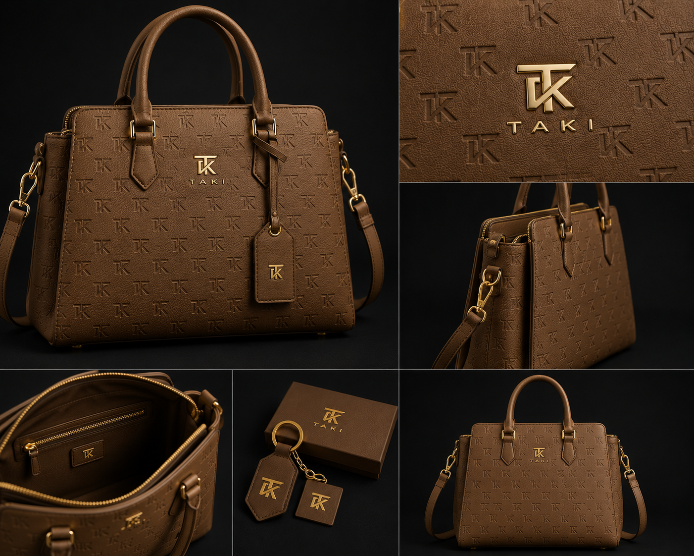 TAKI brown monogram leather bag