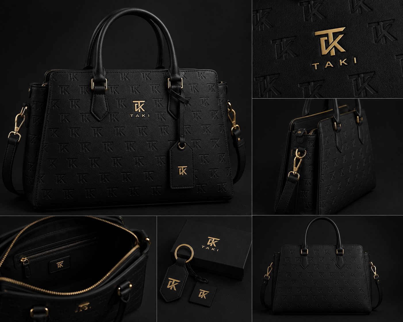 TAKI black monogram leather bag